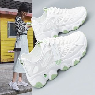 Thick-soled Height-increasing Daddy Shoes for Women 2024 New Summer Breathable Popular Versatile Super Popular Casual Sports White Shoes