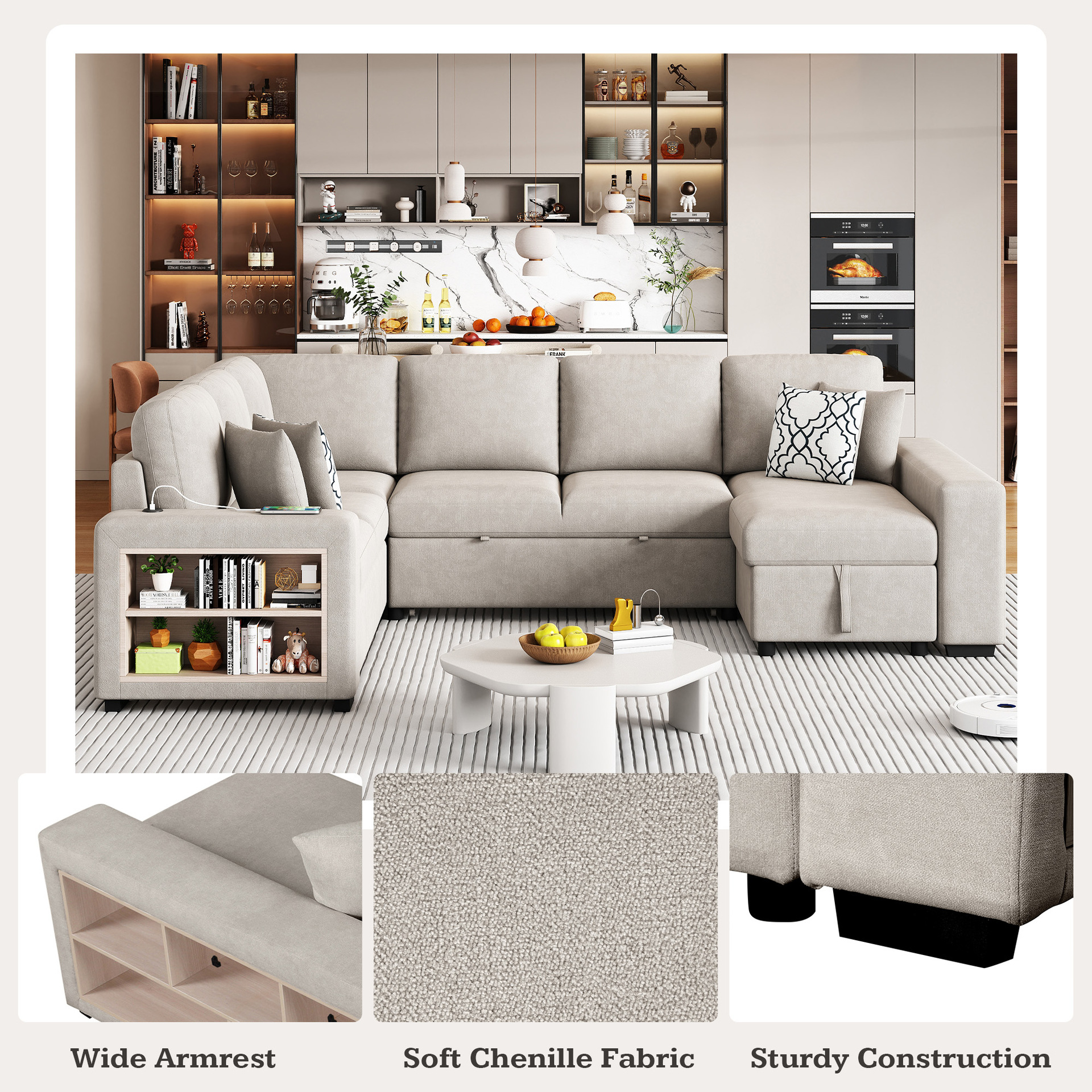 Mini sala de estar estilo italiano simple muebles combinados módulo cuadrado sofá de tela de ocio