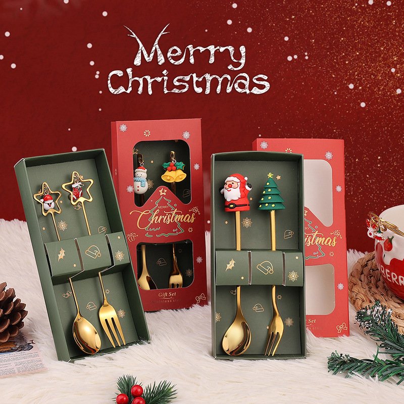 Cross-border Christmas spoon Santa Claus doll spoon ins fork suit cartoon cute Christmas gift suit