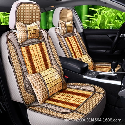 Seat cushion, seat cover — Chip and Wooden Bead Car Seat - single-seat-bamboo-beige-premium-edition