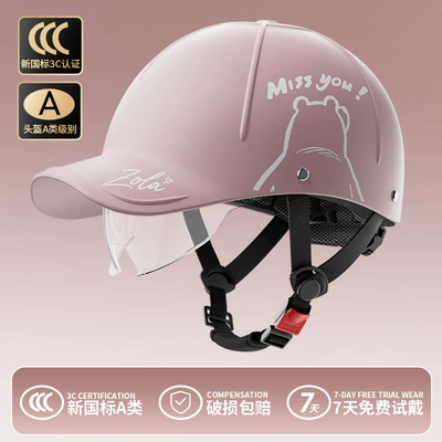 Breathable and Lightweight, Suitable for — Motosiklet kaskı (dəbilqə) - miss-bear-pink-baseball-cap-built-in-hd-short-lens