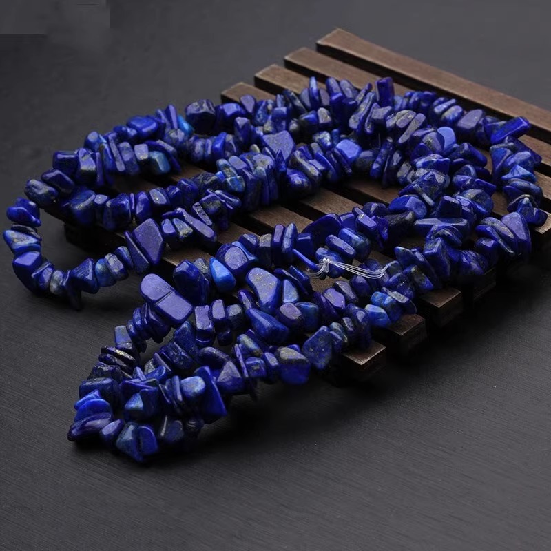 천연 청금석 자갈 긴 끈 자갈 5-7mm 길이 약 85cm