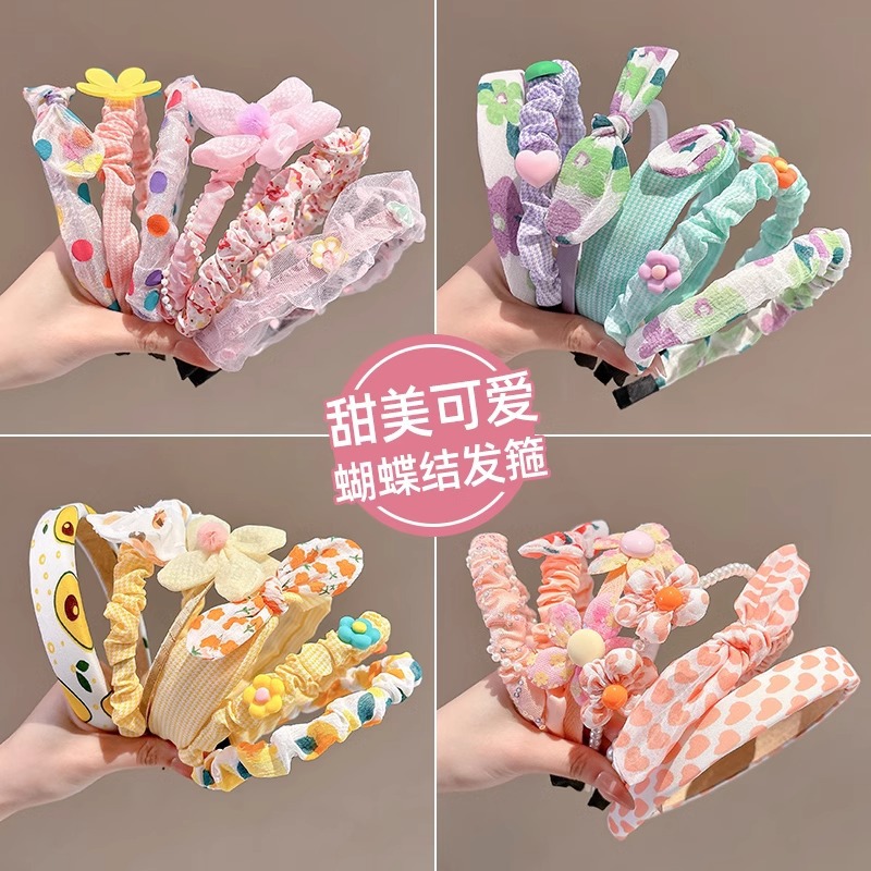 Bandas de cabello para niños primavera y verano antideslizante prensado bandas de cabello no estrangular bebés rotos acabado de cabello tarjeta de cabello adornamiento para el cabello de niña