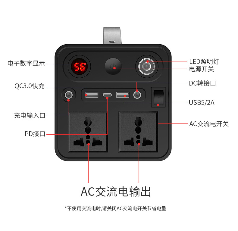 双AC输出接口逆变储能电源220V户外电源300W应急电源源头工厂批发详情20