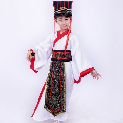 Children's three kingdoms costumes chinese ancient prime minister cosplay hanfu boy textbooks play zhuge liang cao cao lu su cosplay perform clothing