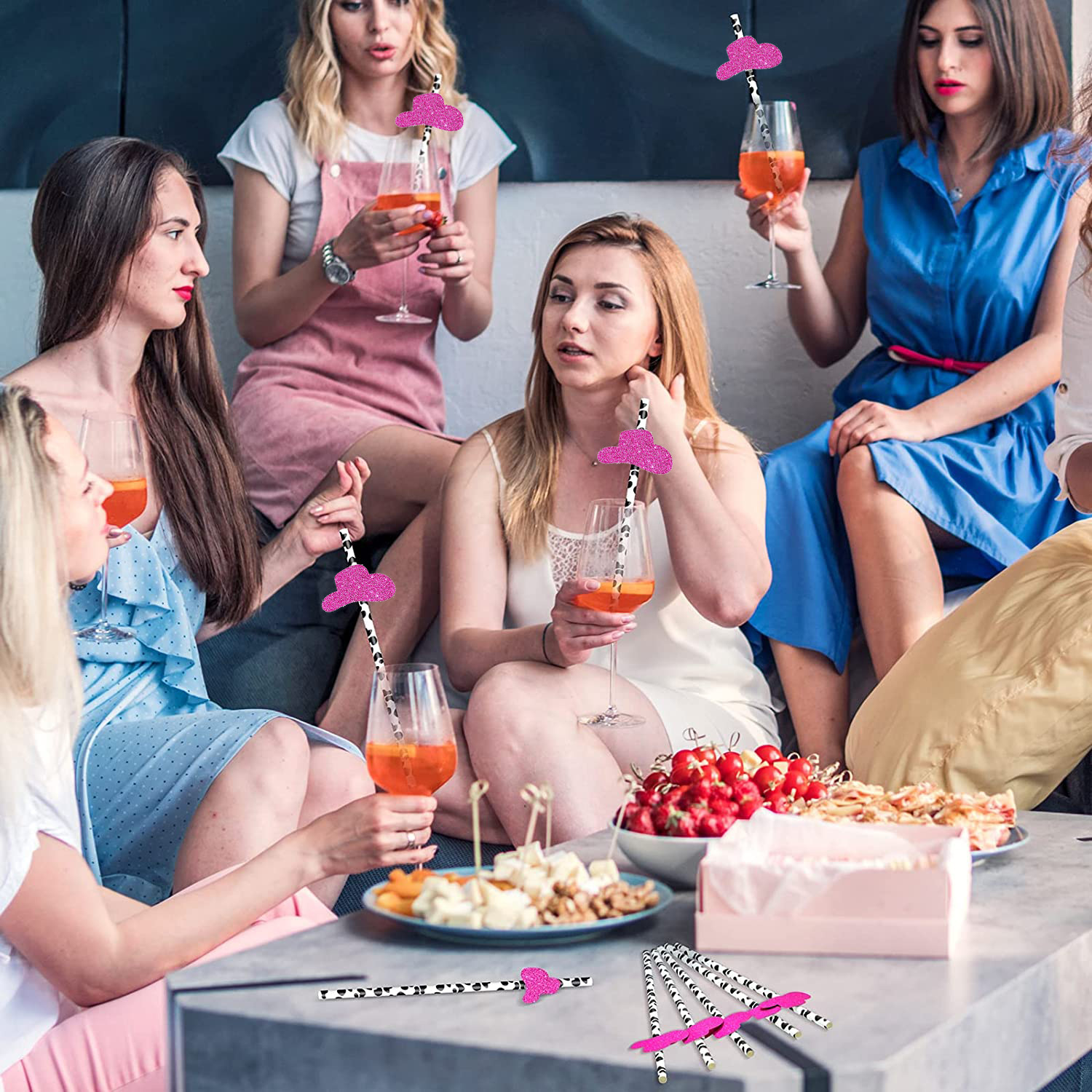 Fiesta transfronteriza decoración creativa paja vaca Rosa Bowler papel paja desechable decoración de bebidas degradables