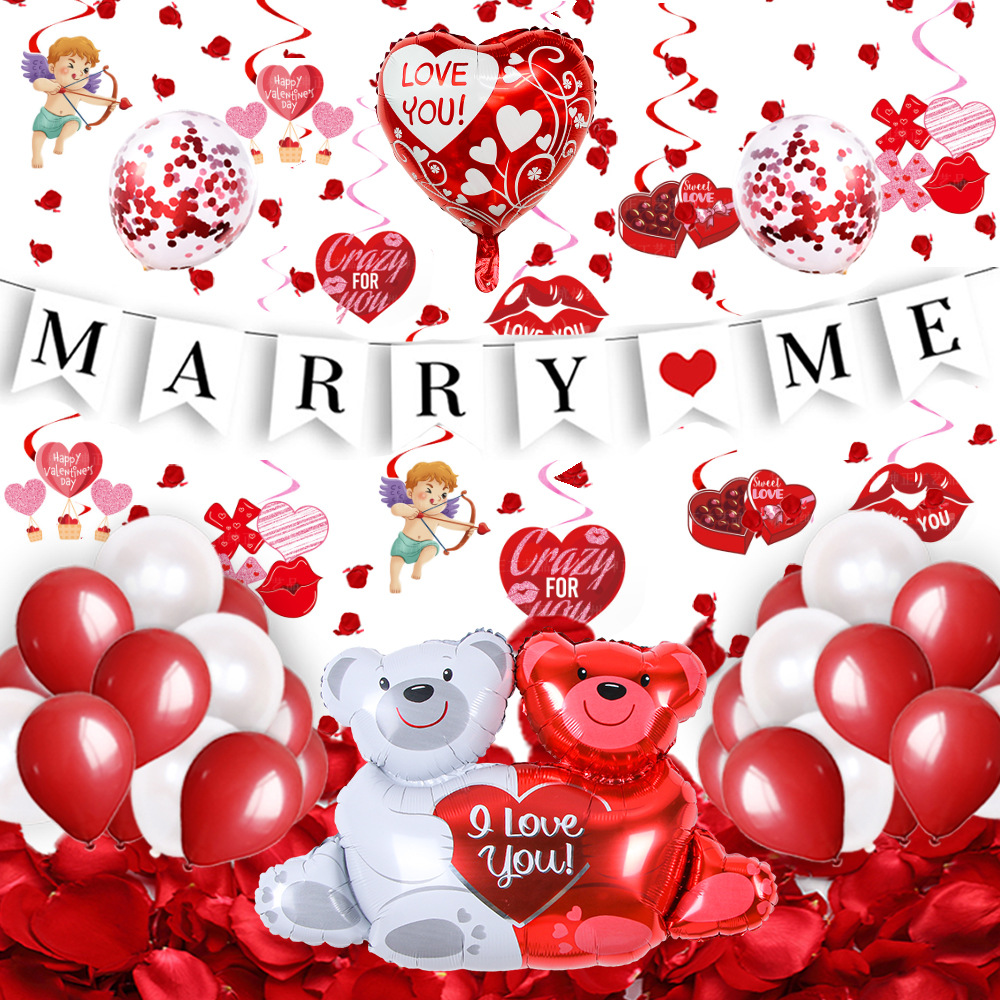 Globo de fábrica de globo de San Valentín al por mayor Día de San Valentín fiesta decoración tire bandera globo diseño traje globo