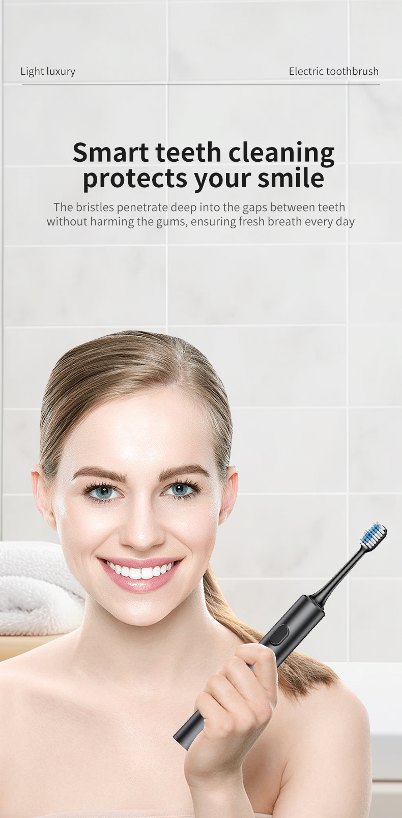 Brosse à dents électrique pour adultes – 5 modes, 30 000 à 39 999 vibrations/min, poils ultra-doux, autonomie de plus de 50 jours, chargement USB_voghion.com