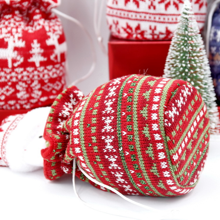 Nuevo Cordón de Navidad de punto Apple bolsa adultos niños lindo muñeca de dibujos animados bolsa de regalo bolsa de caramelo