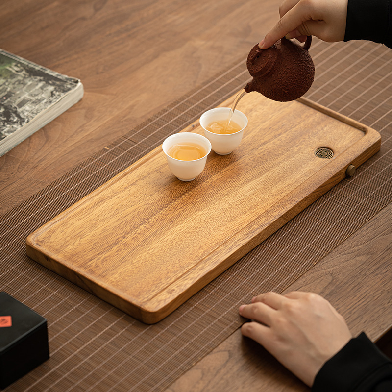 bandeja de té de drenaje transfronterizo de nuez tronco entero pequeño set de té de kung fu de alta gama bandeja de té de doble propósito