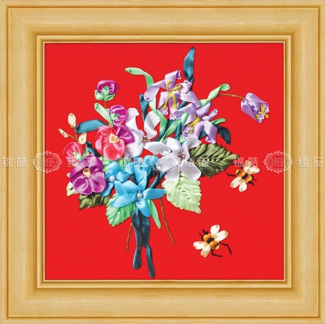 Nueva cinta bordado tridimensional bordado hecho a mano bricolaje colgando pintura sala de estar dormitorio estudio material paquete kit ramo colgante pintura