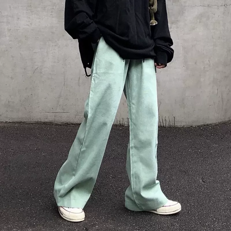 裤子女春秋韩版原宿风灯芯绒直筒宽松阔腿裤休闲裤