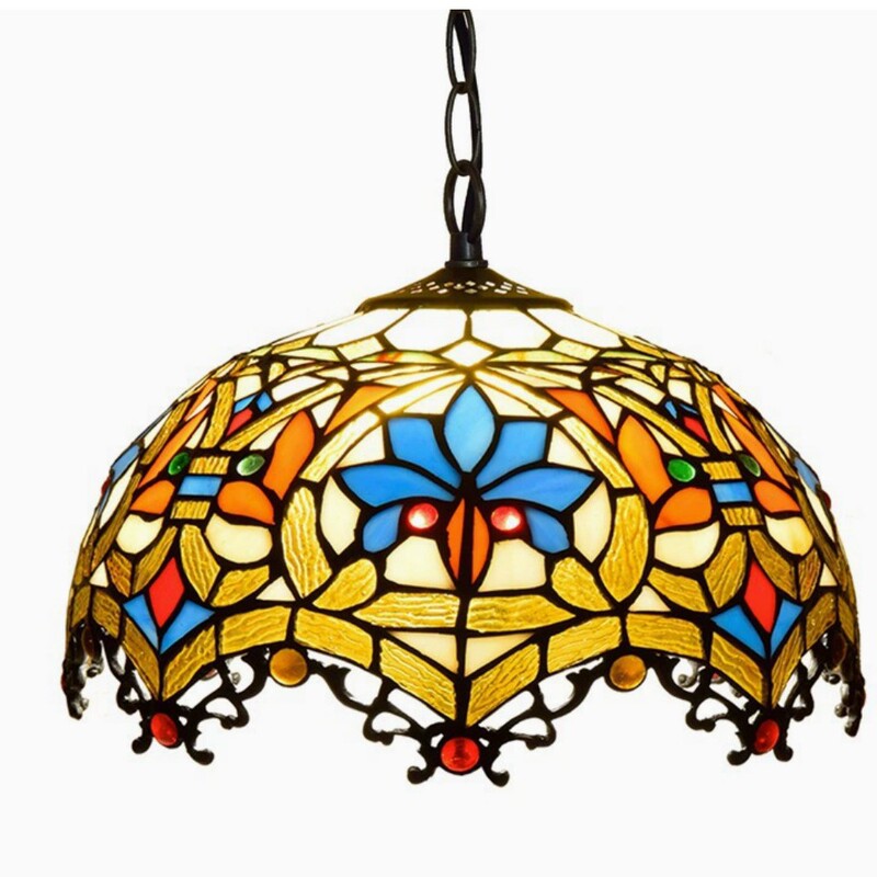 European Baroque Style Porch Balcony Chandelier, 12inch Stained Glass Handmade Chandeliers, American Vintage Tiffany European Baroque Style Porch Balcony Chandelier, 12inch Stained Glass Handmade Chandeliers, American Vintage Tiffany