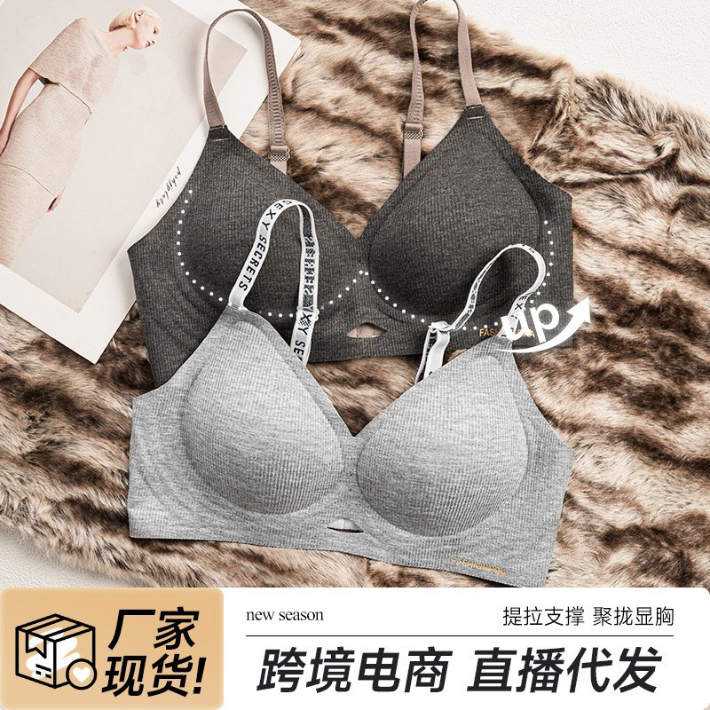 Cross-Border Seamless Underwear for Women, Sexy Anti-Sagging, Small Chest Gathering, Soft Support, Beautiful Back, Anti-Sagging, Wire-Free Bra