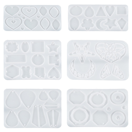 43 Piece Geometric Moon Star Snowflake Square Rectangular Earring Pendant Mold Silicone Mold