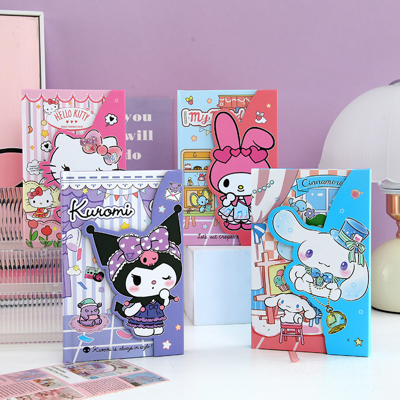 Comercio Exterior Sanrio cuaderno A5 de absorción de cáscara dura cubierta dura Cuaderno de mano Kulomi Cuaderno de notas Estudiantes de papelería
