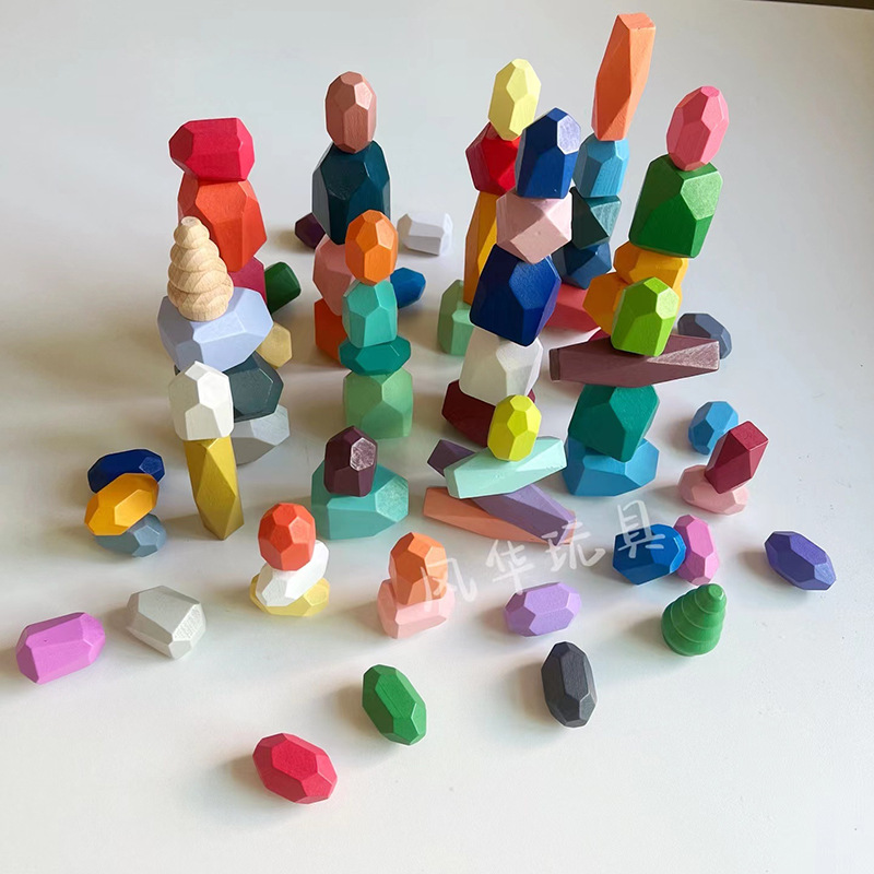 Colorido juguete de piedra laminada con manos bloques de construcción del cerebro al por mayor de los niños educación temprana transfronteriza venta caliente juguete de madera Jenga
