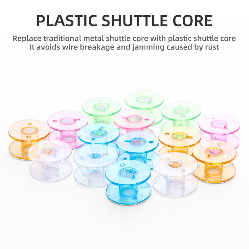 Fábrica al por mayor de color transparente de la bobina de plástico de color de caramelo carrete de hilo bobina hogar multifuncional máquina de coser bobina