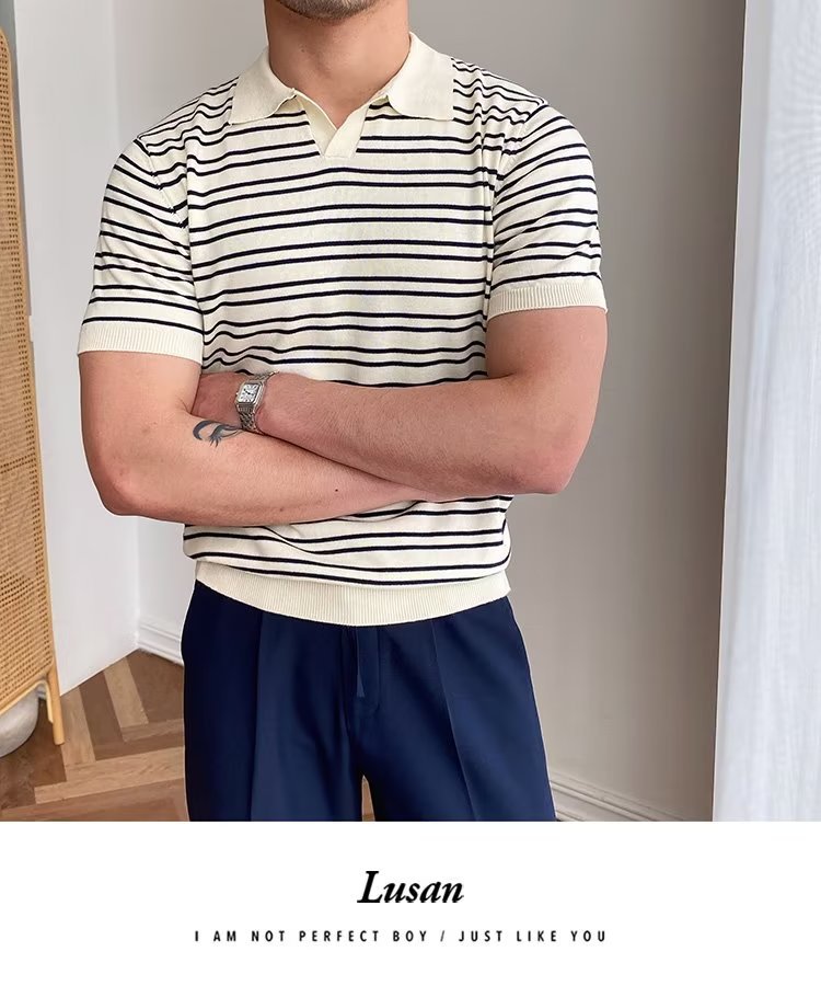 245g Weight Short Sleeve Sleeve Length Regular Sleeve Sleeve Type Polyester Fabric Type Regular Top Length Casual Occasion Turndown Neckline Slim Fit Type Stripe Pattern Summer, Spring Season Men's Gender Classic Style Style 3XL, M Size Wholesale Men's Polyester Classic Style Stripe Short Sleeve Men's T-shirt 10