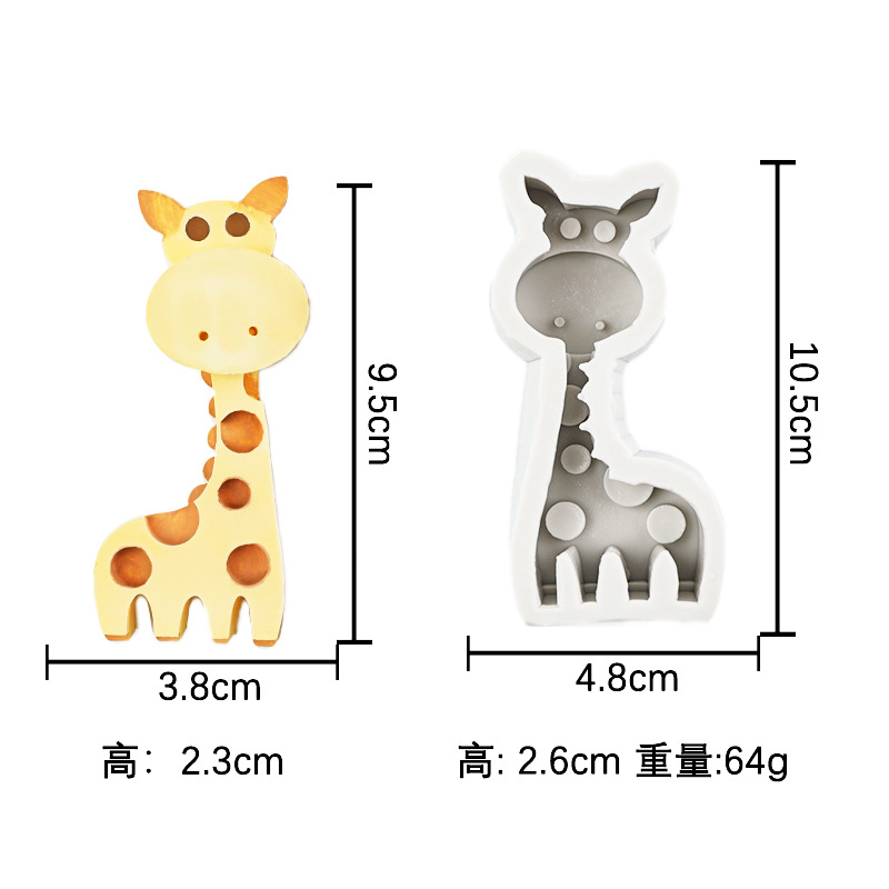 Nuevo dinosaurio de la historieta jirafa y otros modelado silicona animal aromaterapia cristal gota plástico juguete molde vela