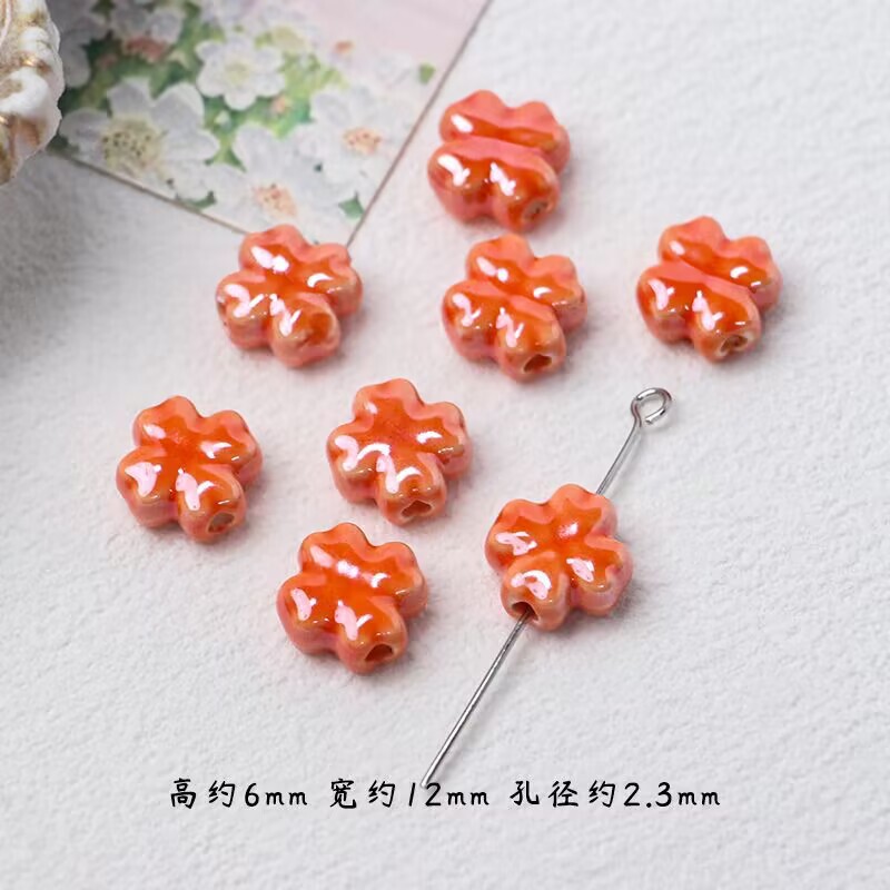 6*12mm【小清新】马卡龙色陶瓷四叶草DIY手链项链耳饰配饰材料|undefined