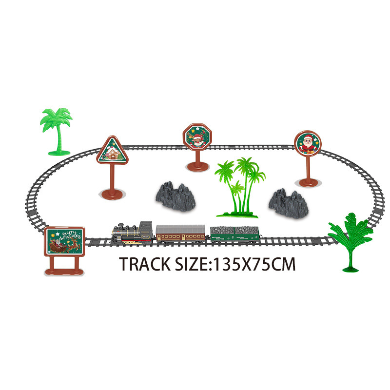 Venta rápida transfronteriza explosiva juguetes de pista de Navidad eléctricos clásicos vapor spray tren tren de música vagón