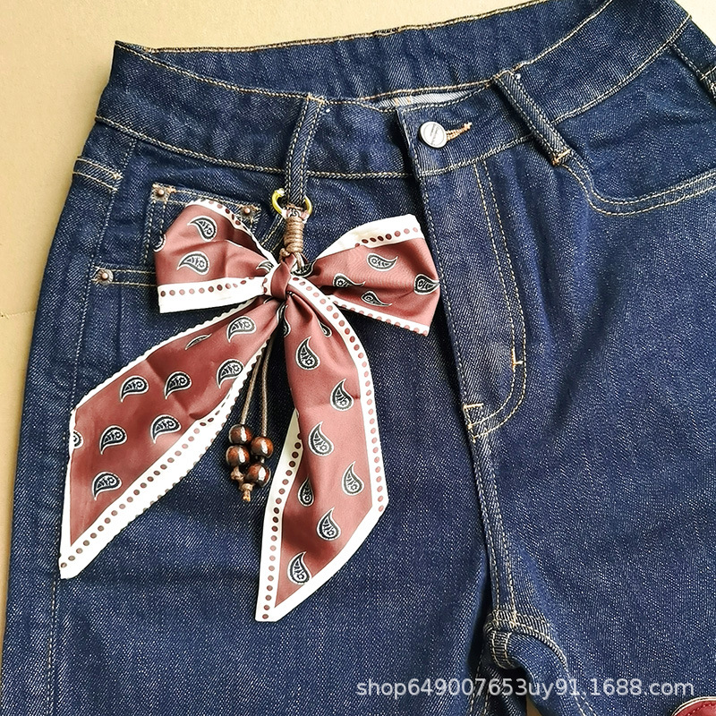 Miu línea de moda jeans bolsos colgantes de lana cuerdas bufandas amor bolsas de cuero colgantes mirad versátiles