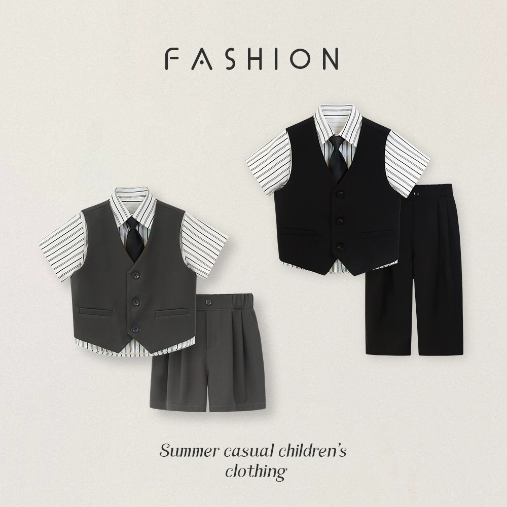Детские костюмы, весенние и летние повседневные и красивые комплекты жилетов для мальчиков, платье для девочки на один год, одежда для фотосессии для мальчиков.