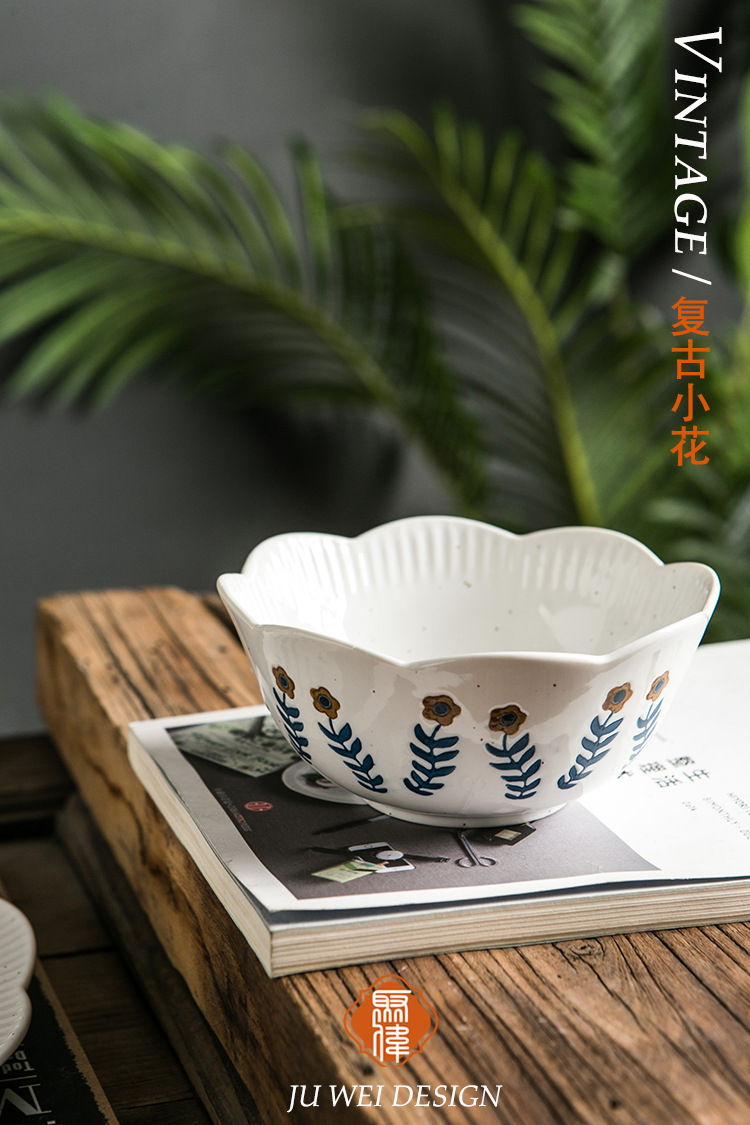 复古小花粗陶餐具