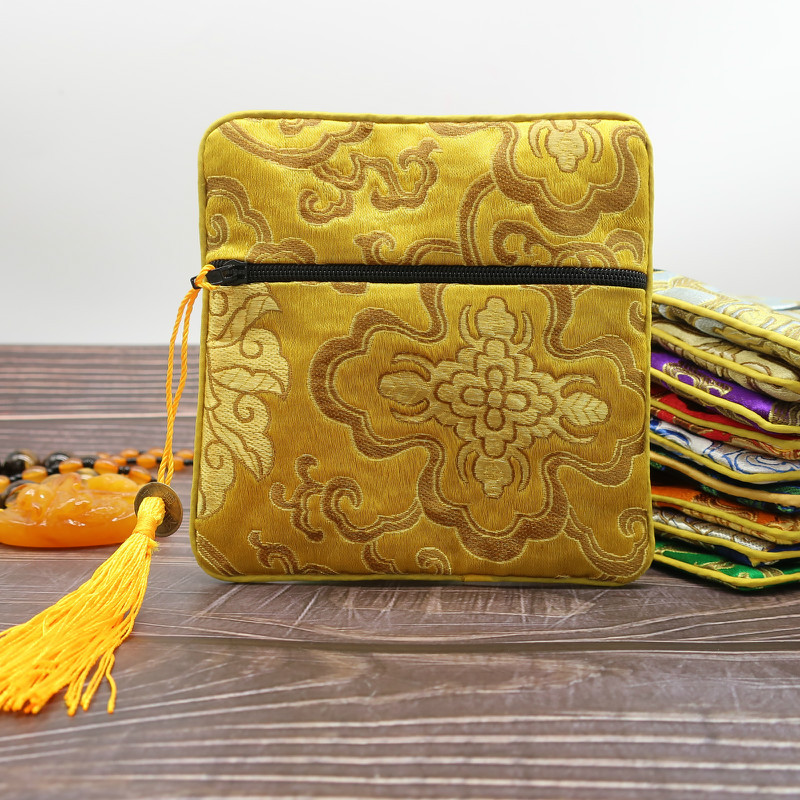 厂家批发 方包袋拉链袋子 流苏小布袋 珠宝首饰小布袋 包装刺绣锦