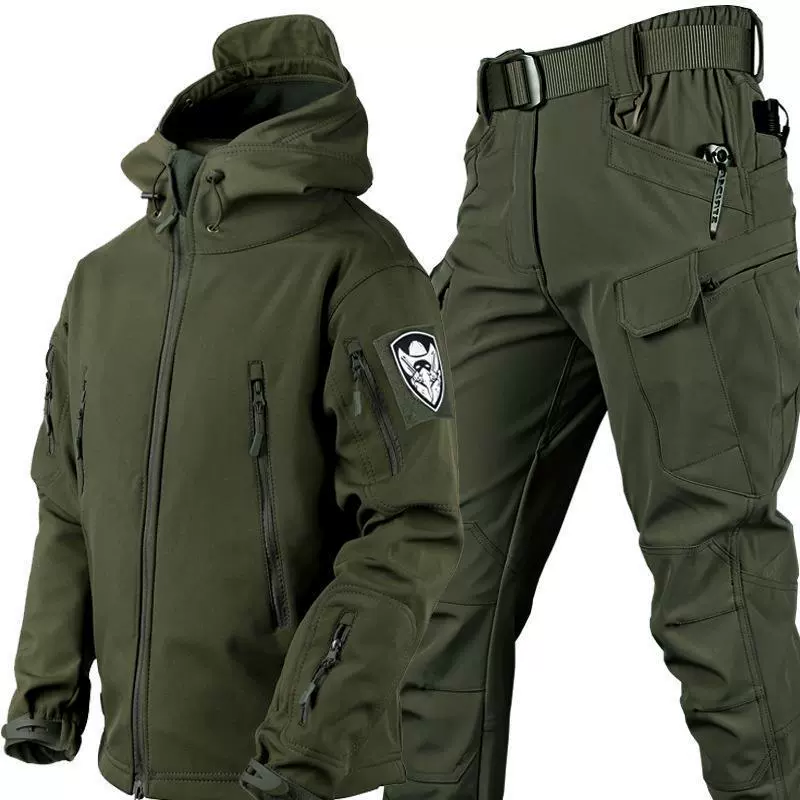 Travel shark, keep warm camouflage set, demi-season jacket, autumn season, plus size