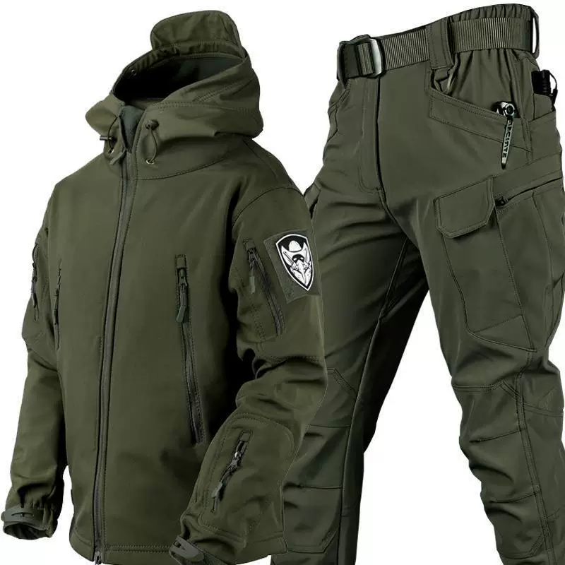 Travel shark, keep warm camouflage set, demi-season jacket, autumn season, plus size
