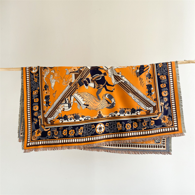 Neuer doppelseitiger Kaschmir-Schal mit Pferden, großer quadratischer Schal, vielseitiger, hochwertiger, warmer Geschenkschal für Ältere_voghion.com