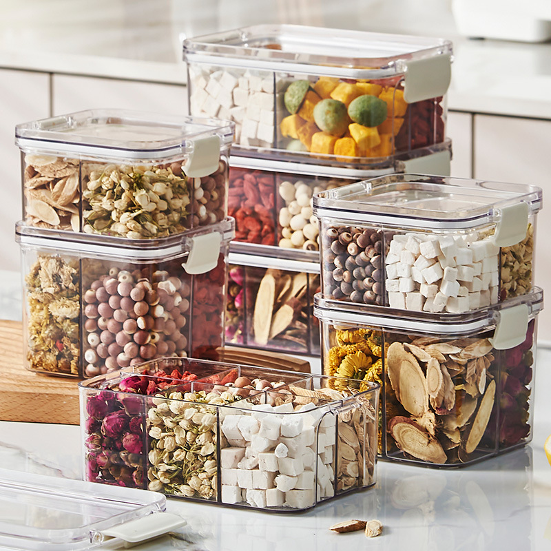 Cuadrado transparente bolsa de té caja de té cocina de cuatro cuadrados caja de almacenamiento de material de grado alimenticio almacenamiento tanque de sellado