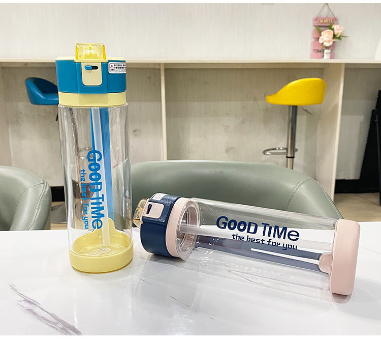 Korean high appearance level couple plastic cups 2021 summer fashionable and trendy color matching straw water cups for women, one-piece consignment pic 29