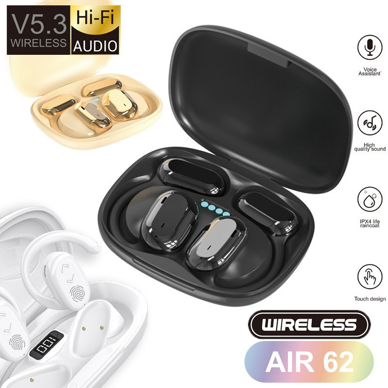 Air62 cross-border hot Real Wireless Bluetooth headset noise reduction ear-mounted sports Bluetooth headset 5.3 Bluetooth headset