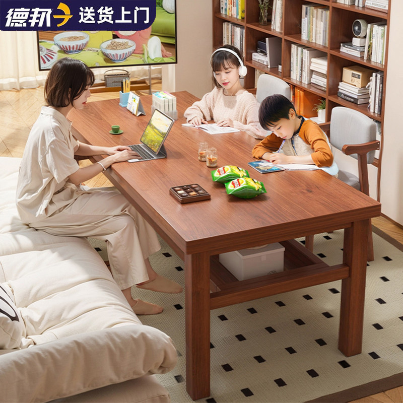 Solid wood desk, large long table, student reading and writing desk, home use, dual-person office long computer table
