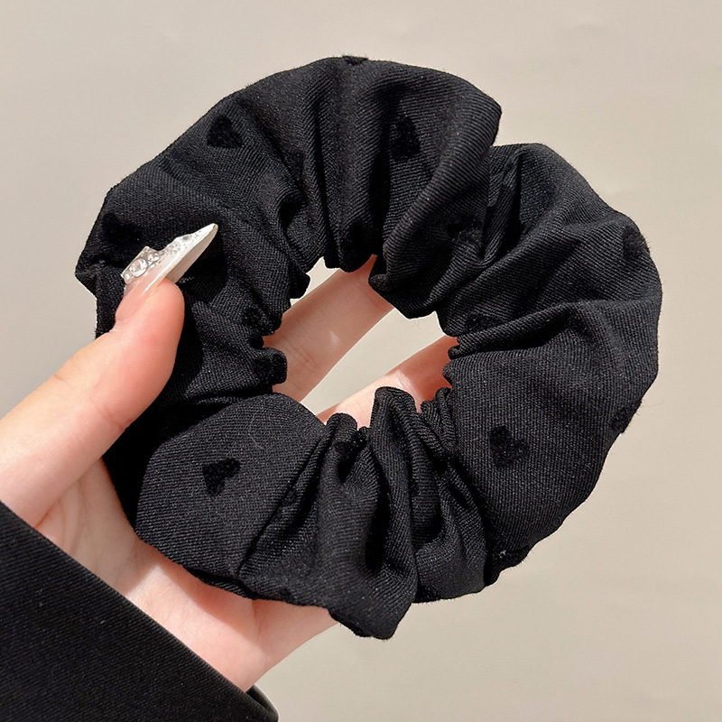 Accesorio para el cabello de estilo francés para mujer, pañuelo cuadrado simple, coletero de gran tamaño con ribete de encaje.