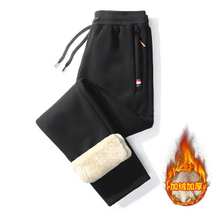Large Size Men's Lamb Velvet Fat Men's Loose Velvet Sports Pants Casual Fat People Trendy Fashion Fat Guy Pants