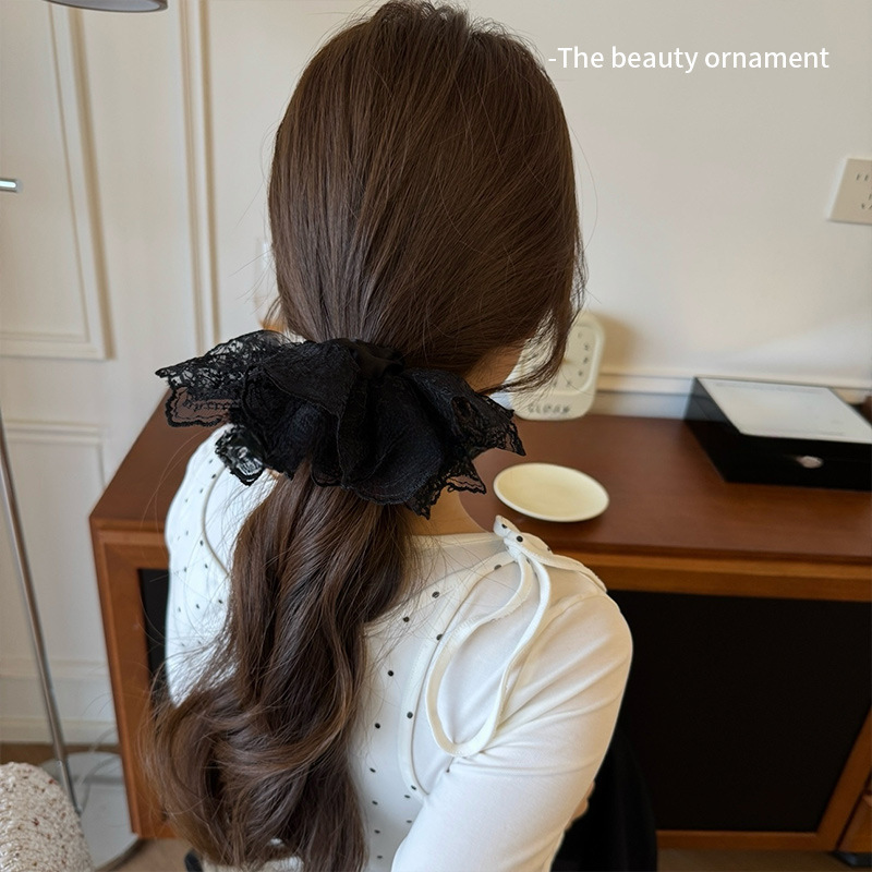 Coreano de encaje a cuadrícula anillo de cabello de intestino para mujeres 2026 nuevo estilo de cabello in-viento de gran tamaño bolas de cabello flor de tocado