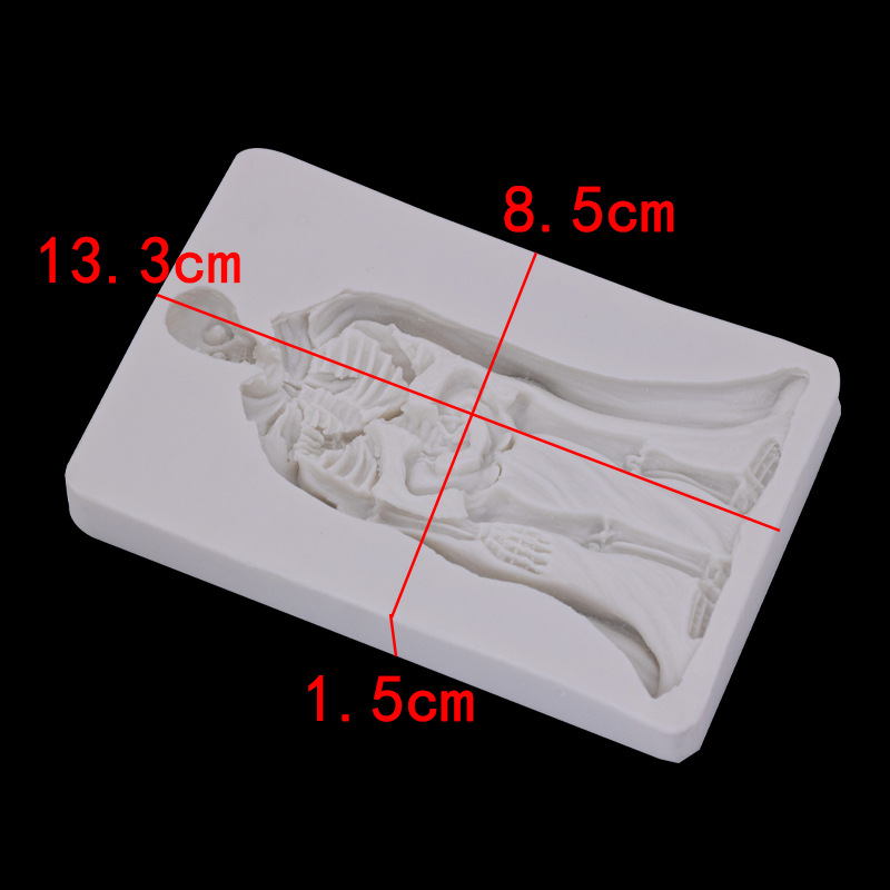 Cráneo blanco hueso capa molde de silicona vela yeso aromaterapia hecho a mano accesorios para hacer jabón chocolate fondant Decoración