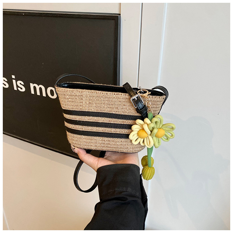 Fashionable small bag for women: New Summer 2025 colorful woven bucket bag, crossbody bag, vacation small single-shoulder bag undefined