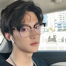 超轻半框斯文眼镜女近视可配度数男款眉线痞帅超大框黑武士眼镜框