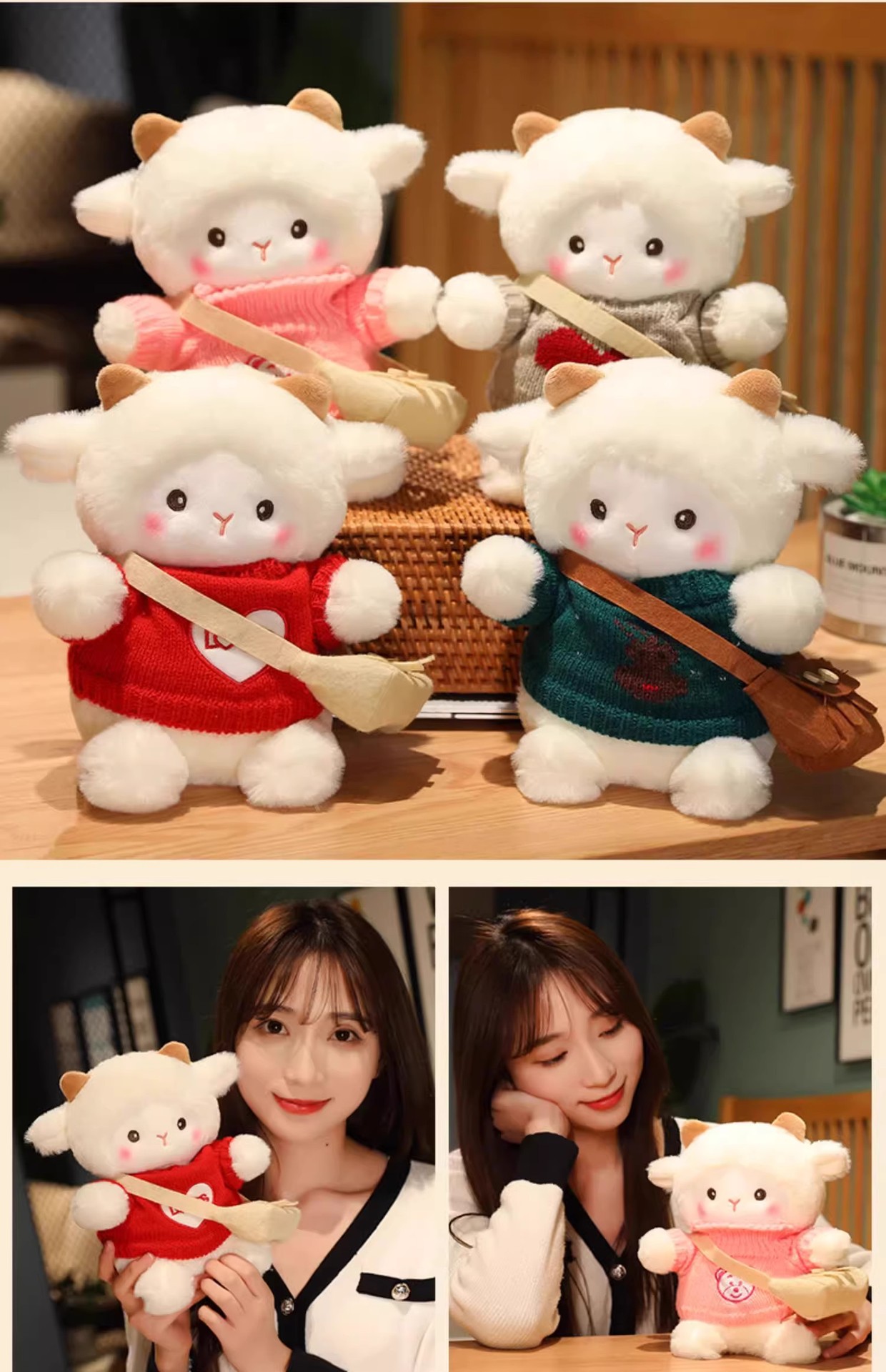 Poke Lamb Doll Stuffed Toy Little Sheep Pillow Rag Doll Valentine's Day Birthday Gift for Girls Mini