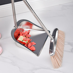 Manufacturer Wholesale Stainless Steel Broom and Dustpan Set for Hotels, Suitable for Sweeping Hair, Not Prone to Shedding, Same Model as Used in Hotels