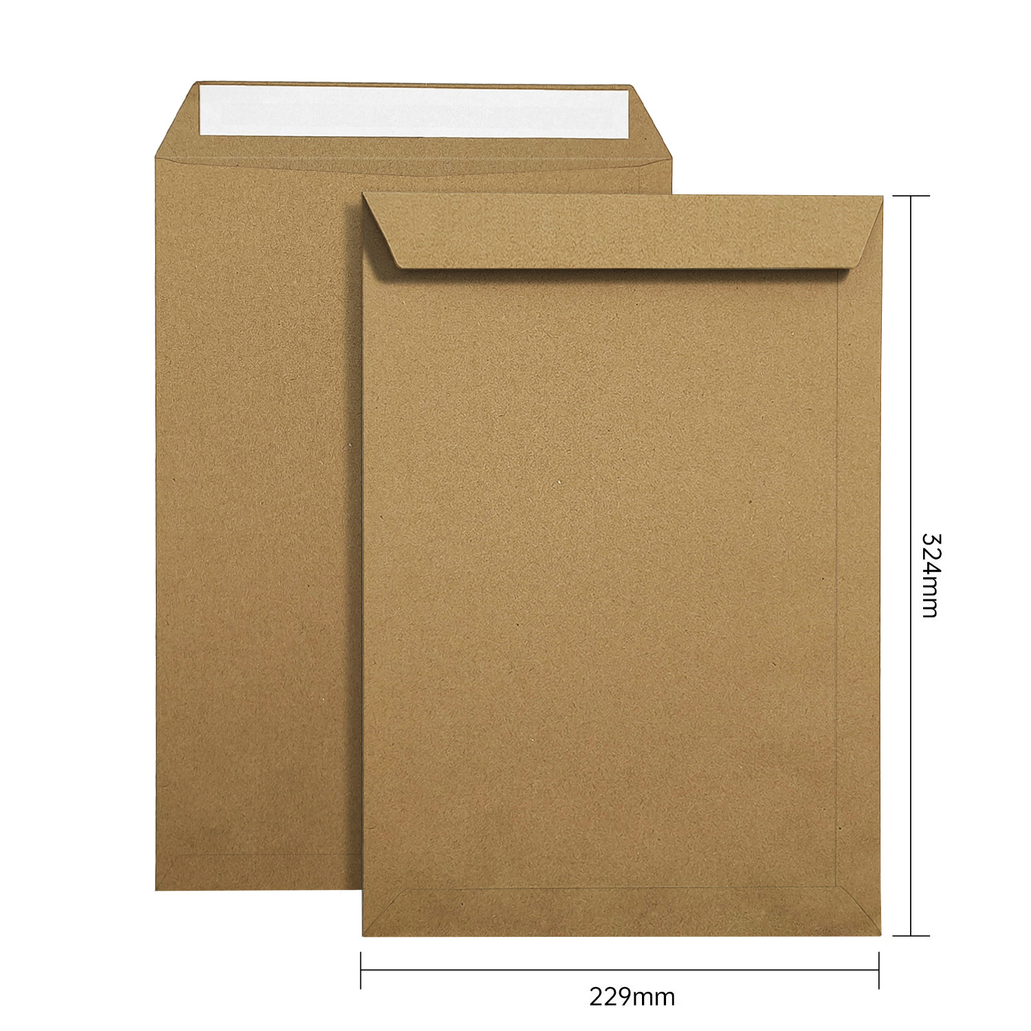 Envelope #9 (C4), 100g kraft paper, 32.4 x 22.9cm, with double-sided adhesive and side-attachment.