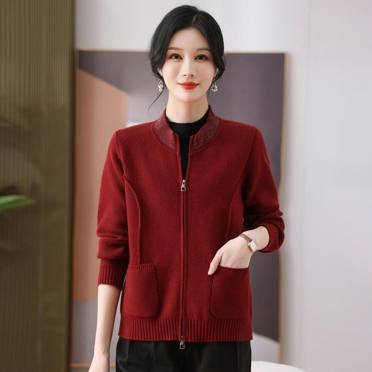 2025新款洋气中老年女装加厚毛衣外套中年妈妈秋装针织上衣服|undefined