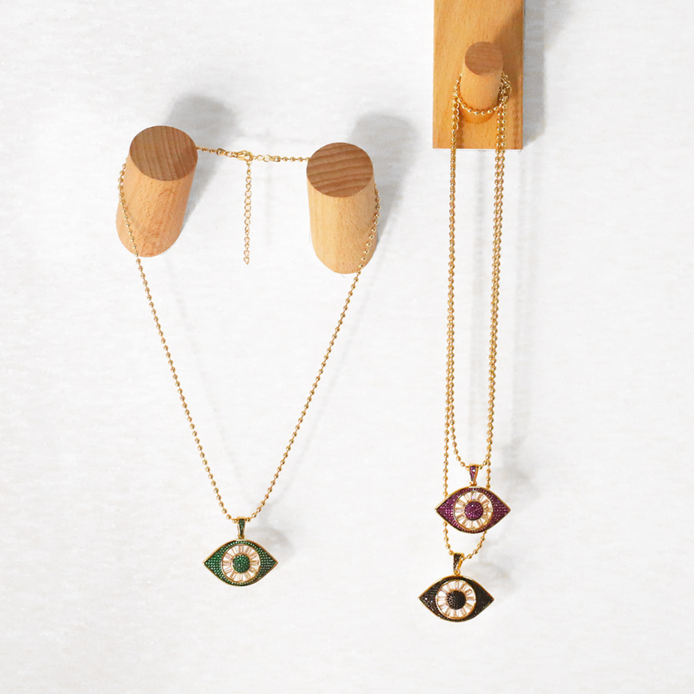 fashion hip-hop devilu0027s eye pendant copper gold-plated inlaid zircon necklace
