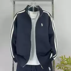 Trendy Stand Collar Tracksuit Men's Spring Autumn New Casual Fashion Loose Striped Two-Piece Set Versatile
