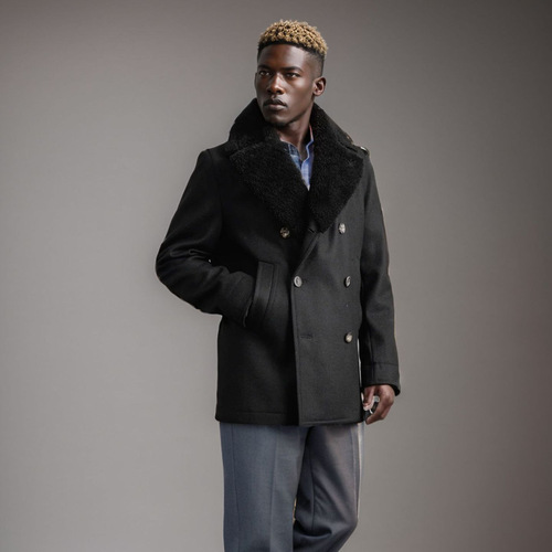 Men's Autumn/Winter Double-breasted Wool Sheep's Wool English-style Wool Coat Tailored Wool Coat